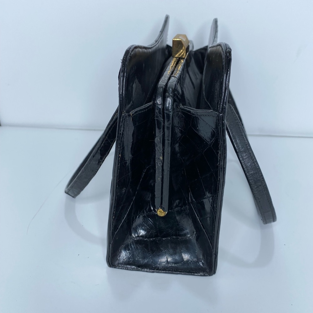 Bellestone Vintage Alligator Leather Black Handbag - Picture 5 of 16